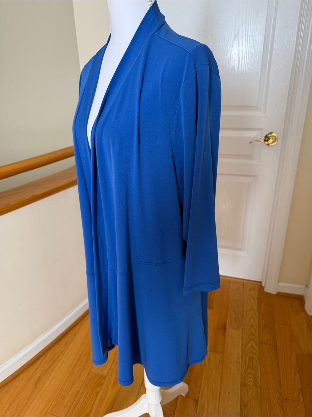 Susan Graver Open-Front Draped Cardigan - Royal Blue - Picture 4 of 13